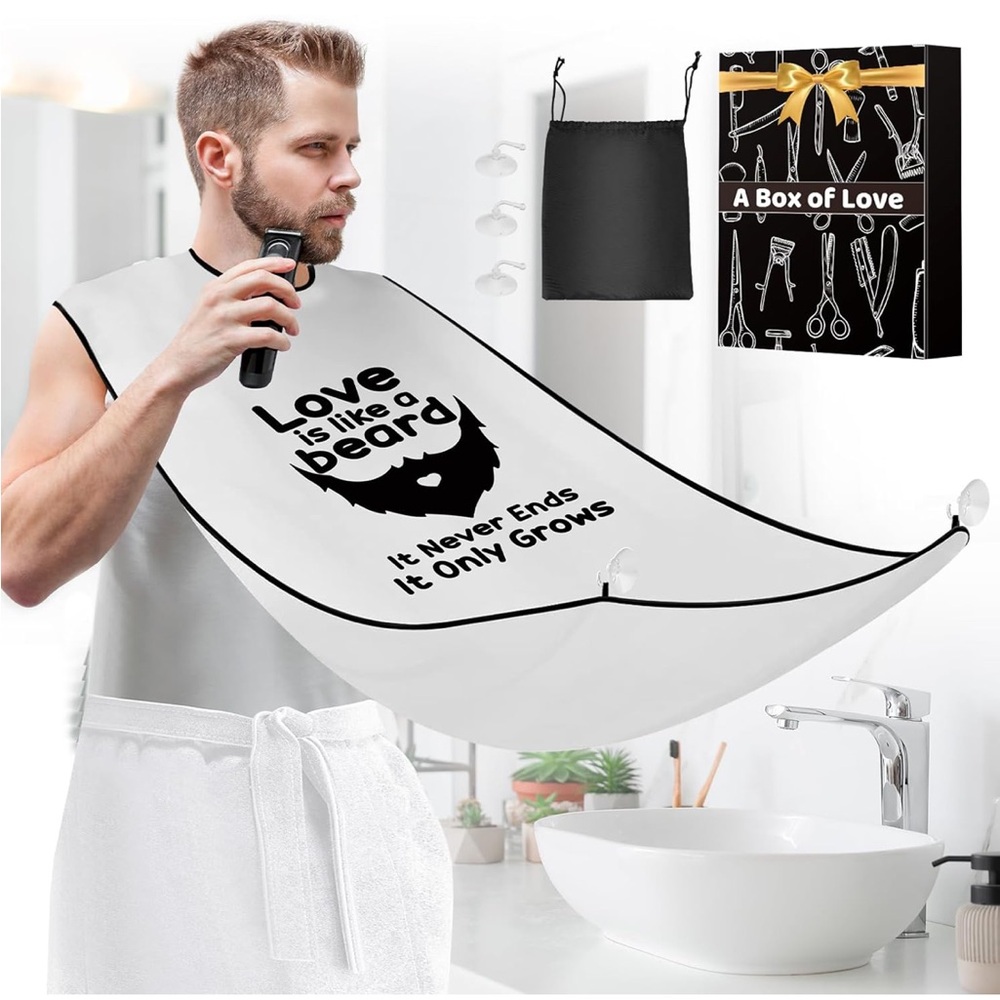 Beard Trimming Apron with Suction Cups